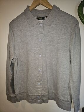 Vintage Onque Casuals Gray Button-up Cardigan Jacket WhimsyGoth GrandmaCore